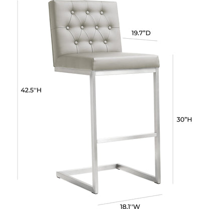 Helsinki Steel Barstool (Set of 2) by TOV Furniture in white. Made from stainless steel, eco leather in a modern style.
