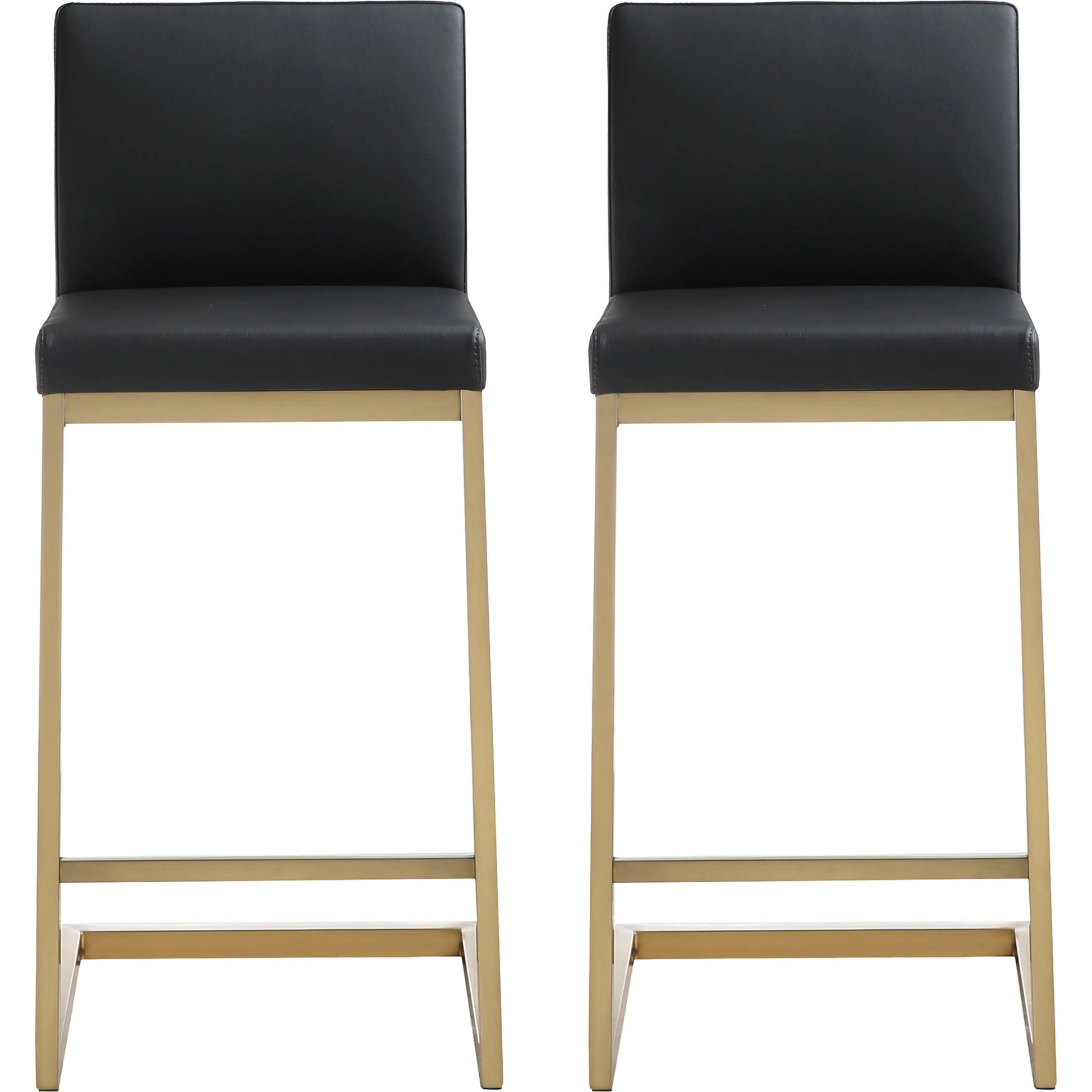 Parma Counter Stool (Set of 2) by TOV Furniture in black. Made from stainless steel, eco leather in a modern style.