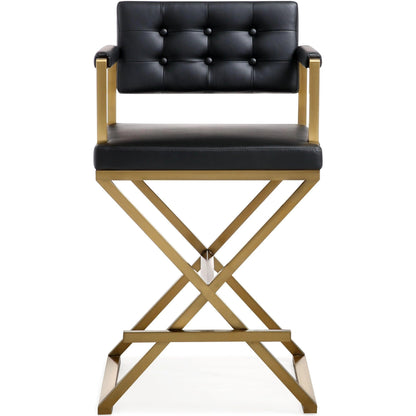 Director Gold Steel Counter Stool by TOV Furniture. Made from stainless steel, eco leather in a modern style.