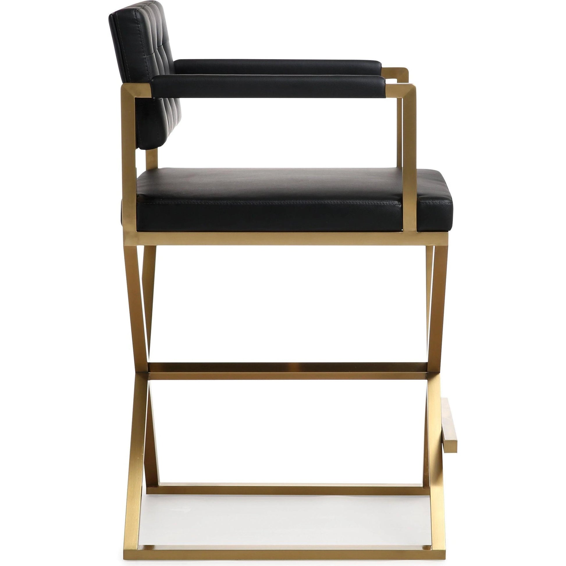 Director Gold Steel Counter Stool by TOV Furniture. Made from stainless steel, eco leather in a modern style.