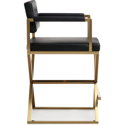 Director Gold Steel Counter Stool by TOV Furniture. Made from stainless steel, eco leather in a modern style.