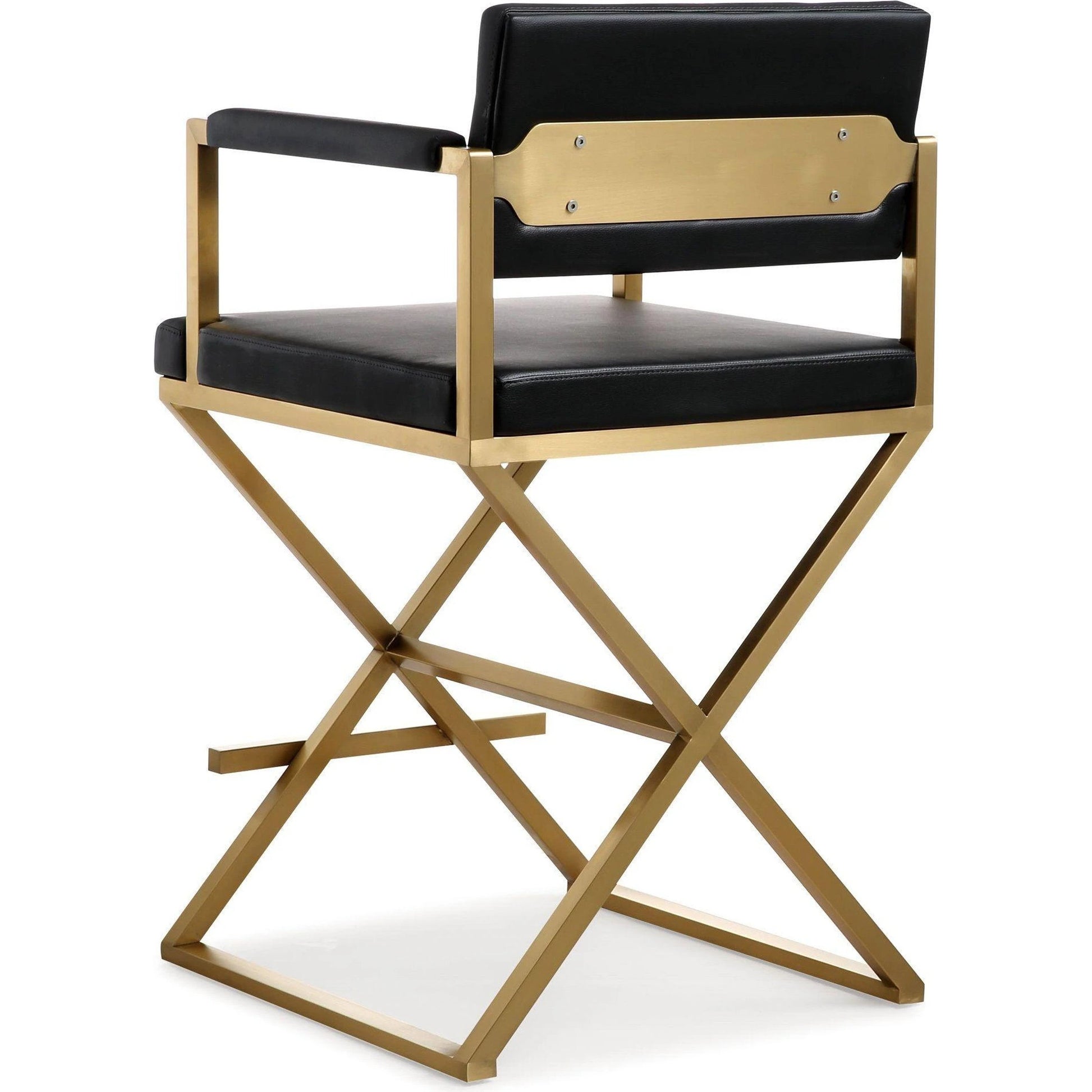 Director Gold Steel Counter Stool by TOV Furniture. Made from stainless steel, eco leather in a modern style.