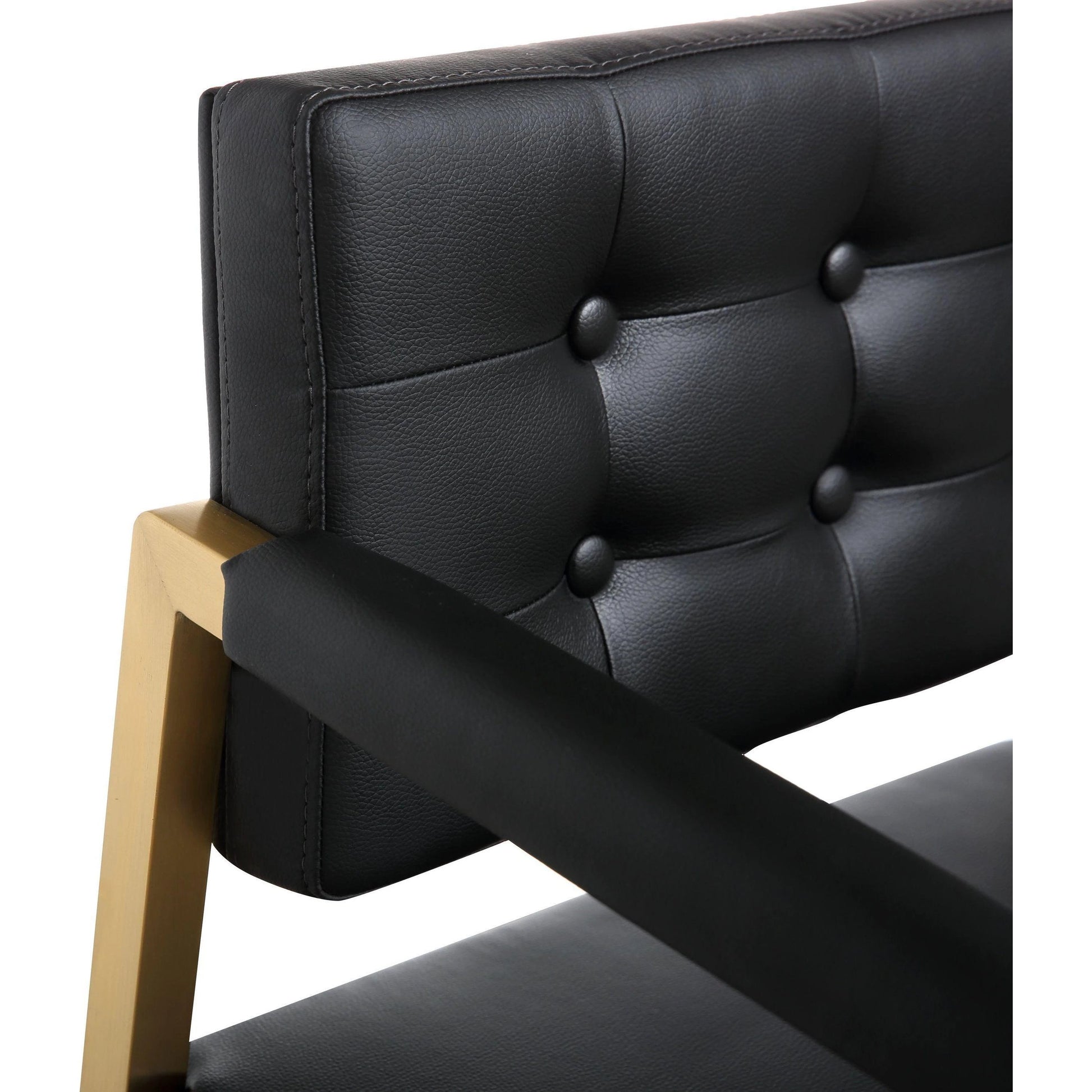 Director Gold Steel Counter Stool by TOV Furniture. Made from stainless steel, eco leather in a modern style.