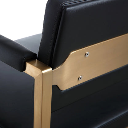 Director Gold Steel Counter Stool by TOV Furniture. Made from stainless steel, eco leather in a modern style.