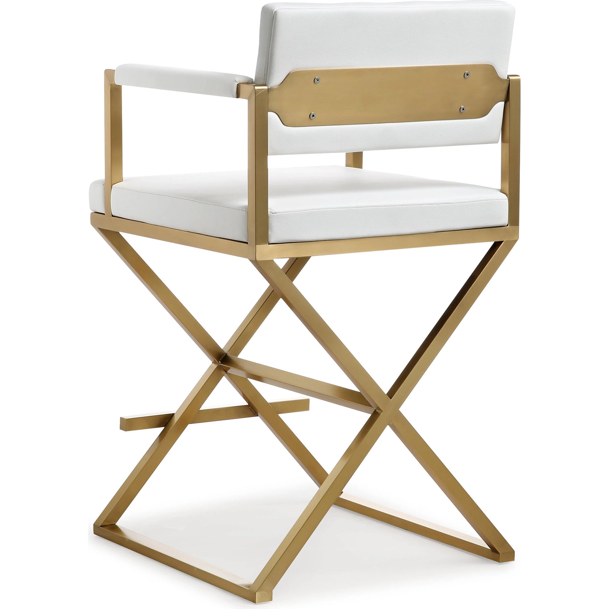 Director Gold Steel Counter Stool by TOV Furniture. Made from stainless steel, eco leather in a modern style.