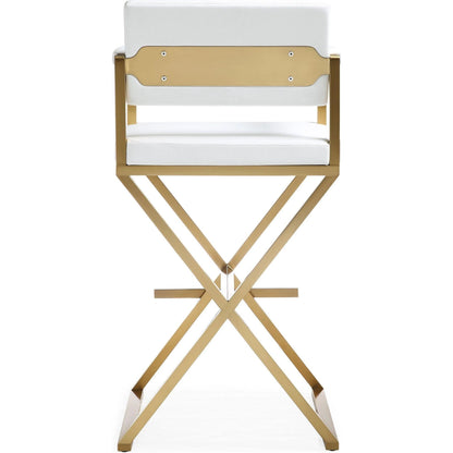 Director Gold Steel Barstool by TOV Furniture. Made from stainless steel, eco leather in a modern style.