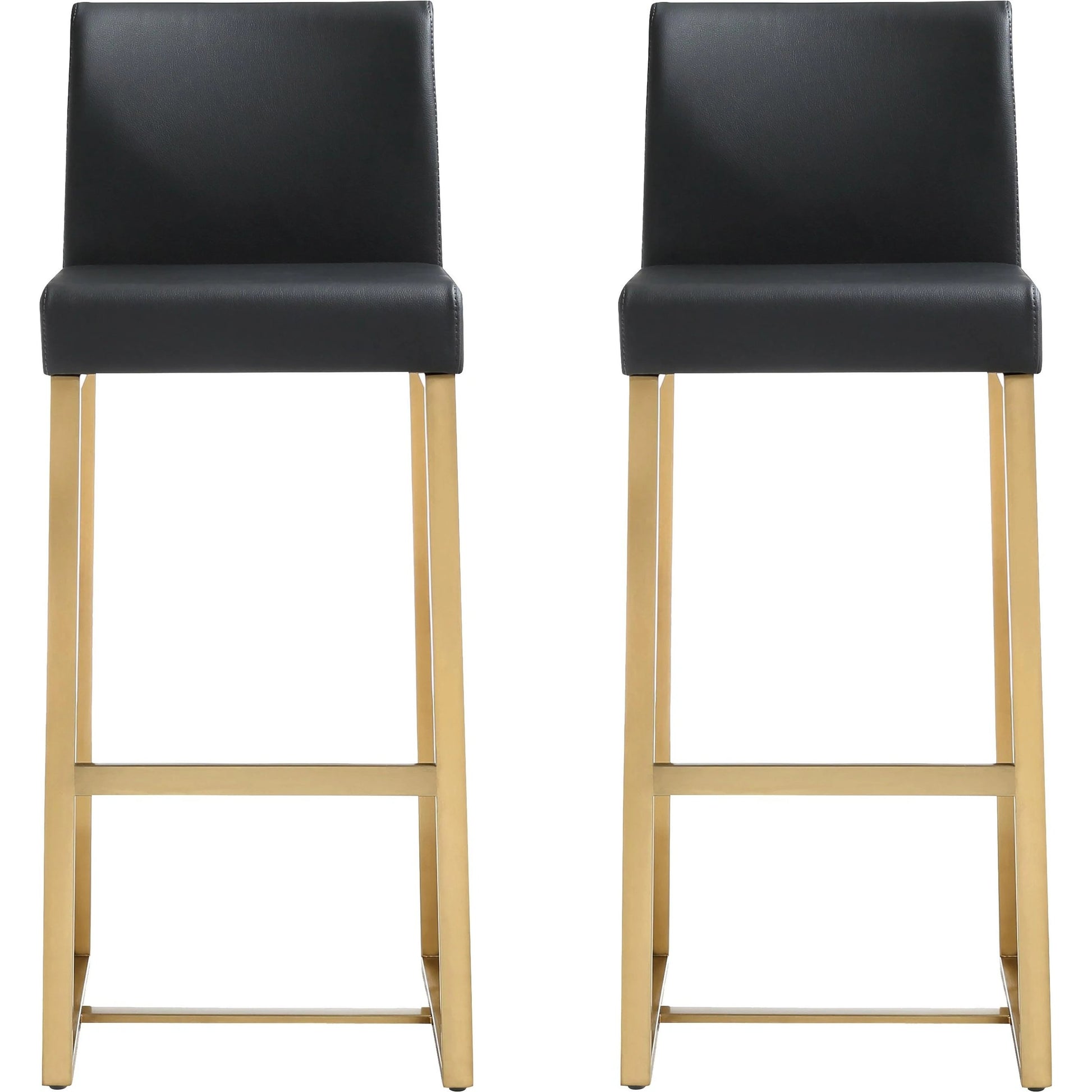 Denmark Gold Steel Barstool (Set of 2) by TOV Furniture. Made from stainless steel, eco leather in a modern style.