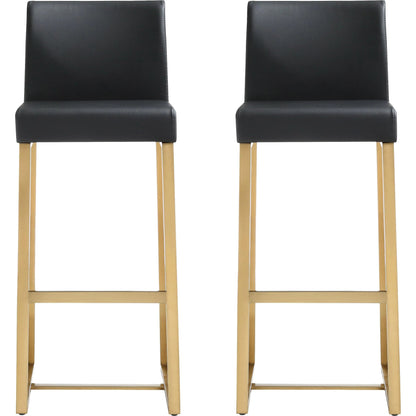 Denmark Gold Steel Barstool (Set of 2) by TOV Furniture. Made from stainless steel, eco leather in a modern style.