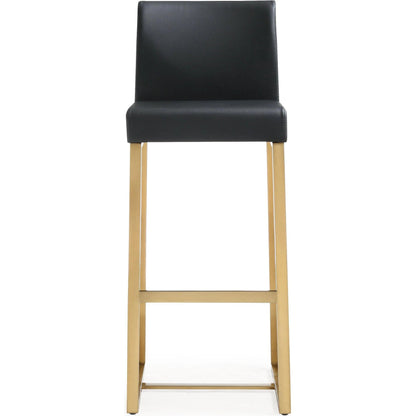 Denmark Gold Steel Barstool (Set of 2) by TOV Furniture. Made from stainless steel, eco leather in a modern style.