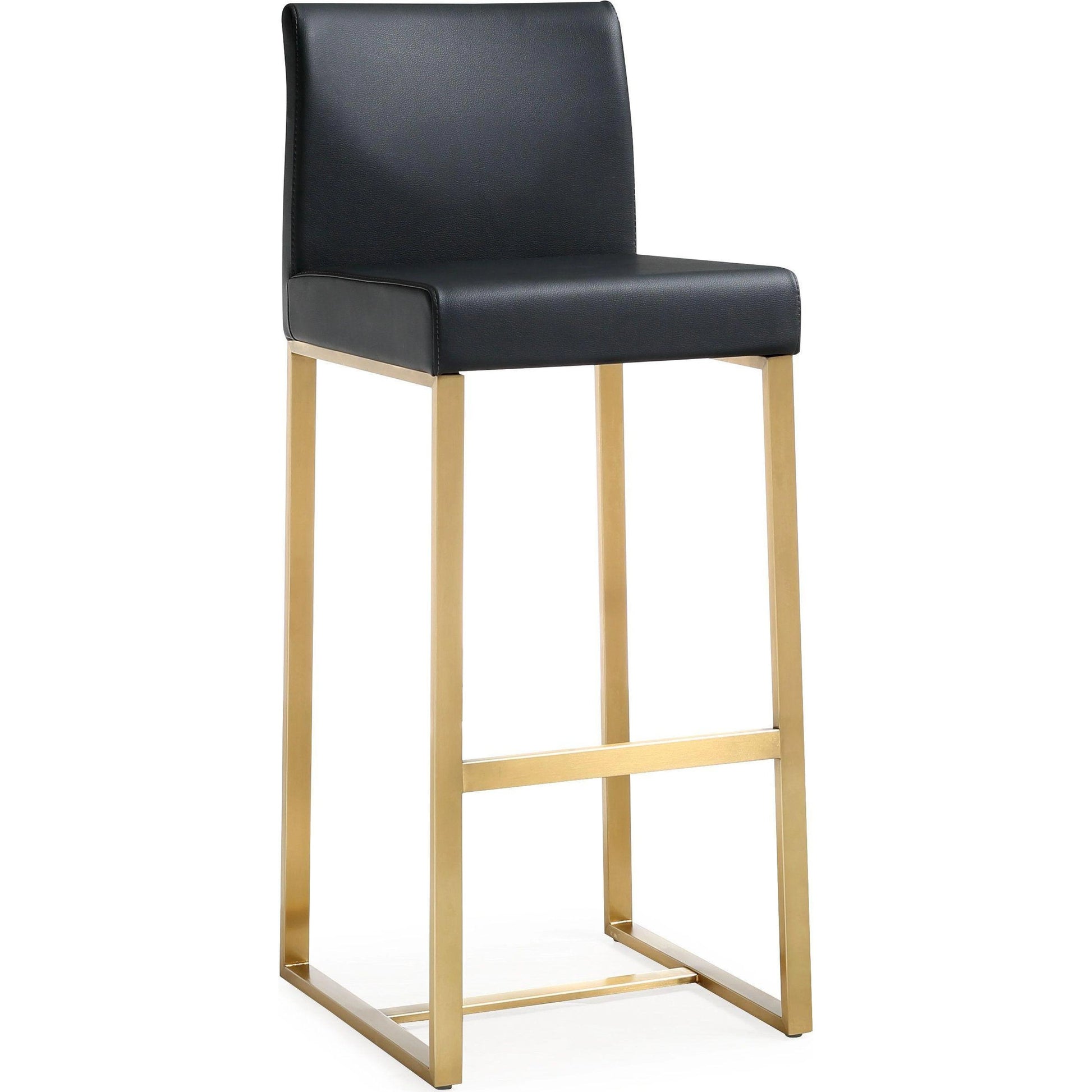 Denmark Gold Steel Barstool (Set of 2) by TOV Furniture. Made from stainless steel, eco leather in a modern style.