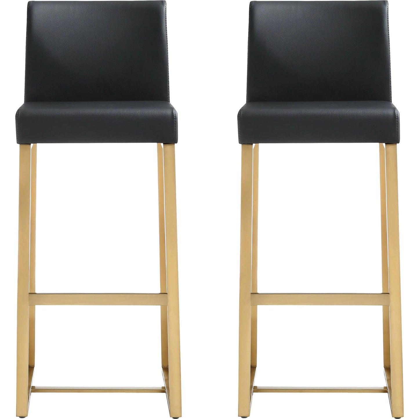 001 S-303041 | Primary Silo | Denmark Gold Steel Barstool (Set of 2) by TOV Furniture. Made from stainless steel, eco leather in a modern style.