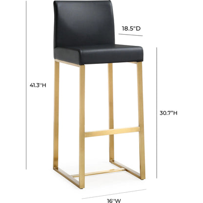 Denmark Gold Steel Barstool (Set of 2) by TOV Furniture. Made from stainless steel, eco leather in a modern style.