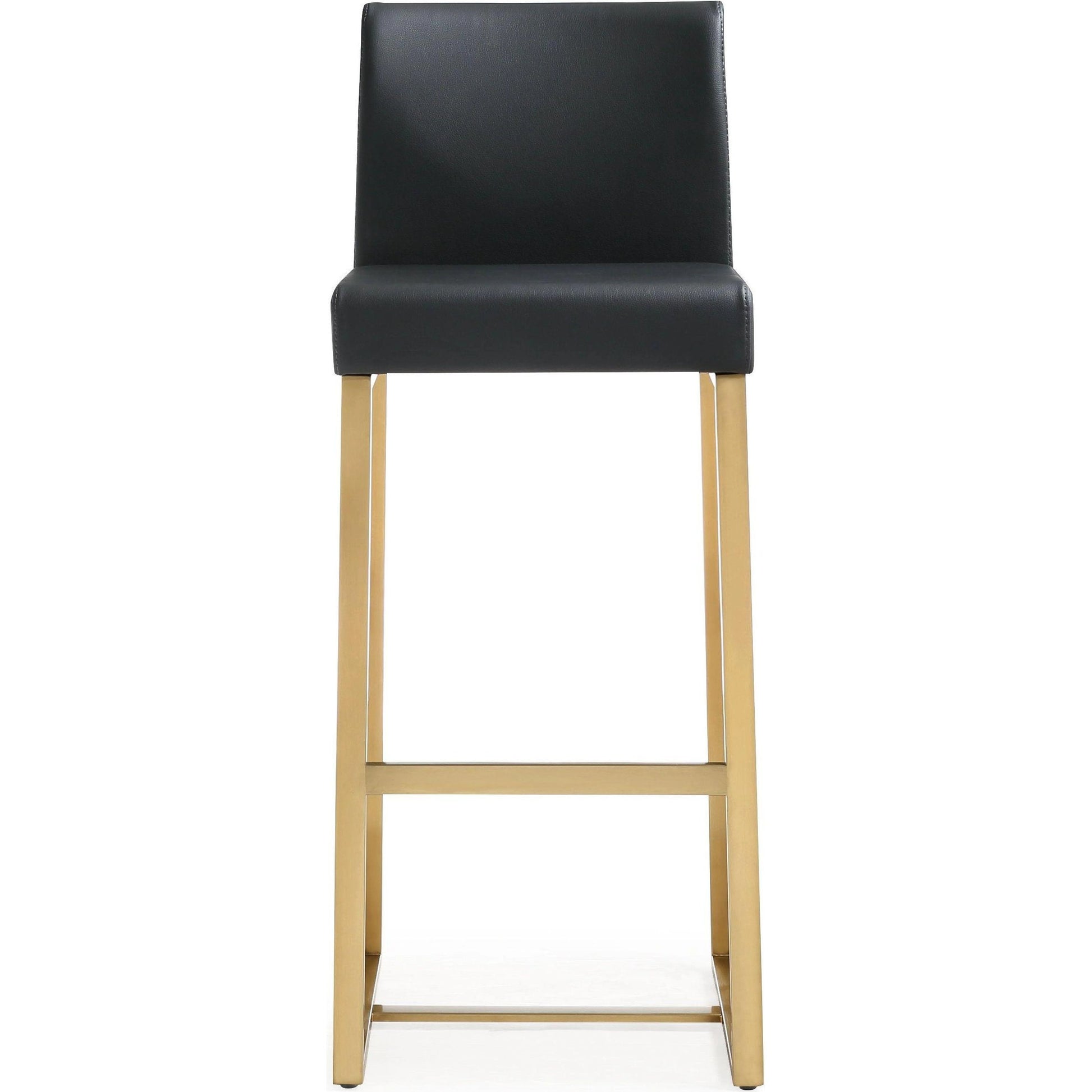 Denmark Gold Steel Barstool (Set of 2) by TOV Furniture. Made from stainless steel, eco leather in a modern style.