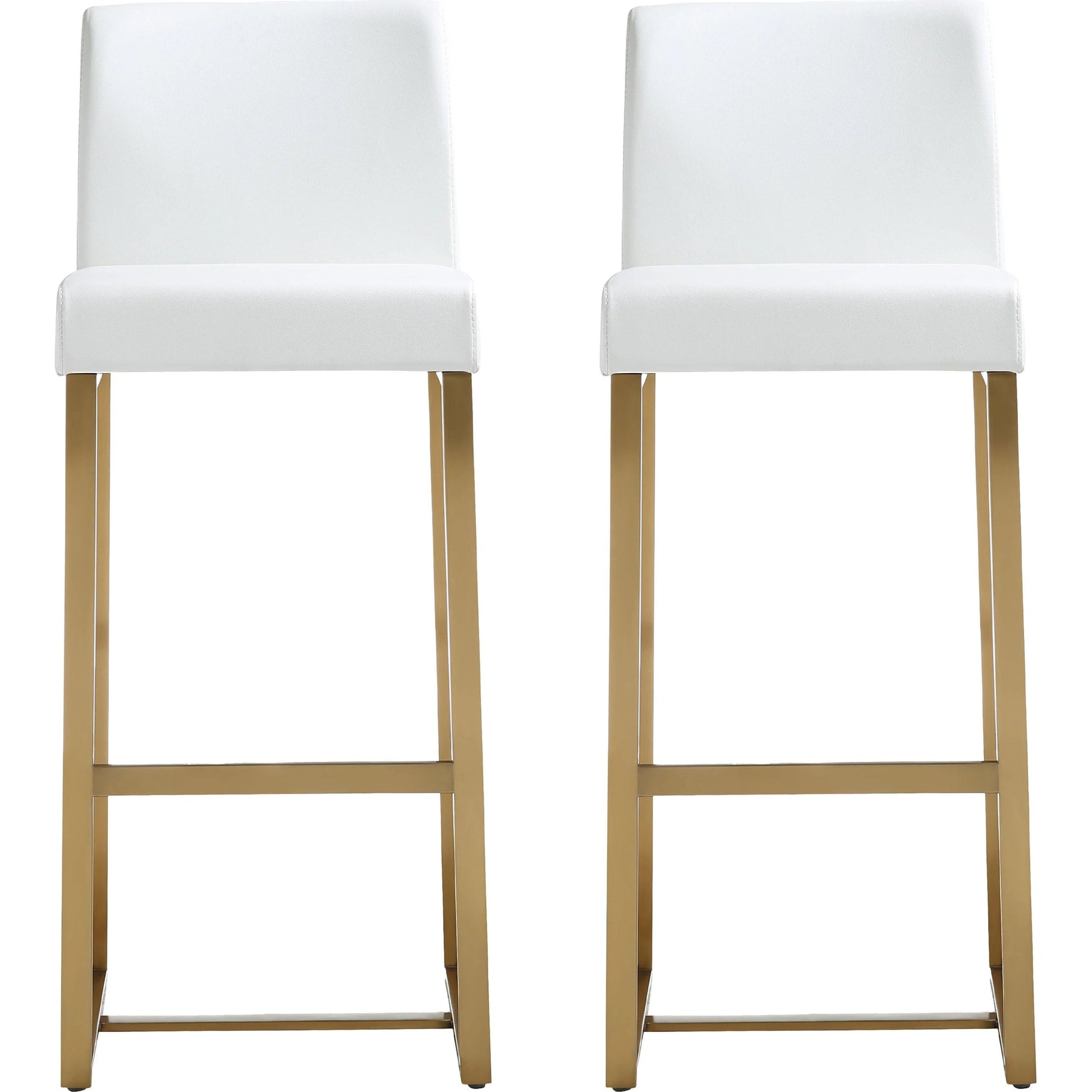 Denmark Gold Steel Barstool (Set of 2) by TOV Furniture. Made from stainless steel, eco leather in a modern style.