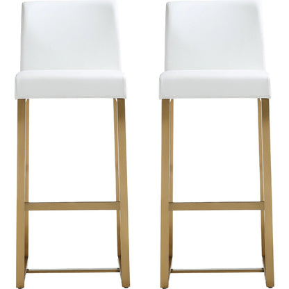 Denmark Gold Steel Barstool (Set of 2) by TOV Furniture. Made from stainless steel, eco leather in a modern style.