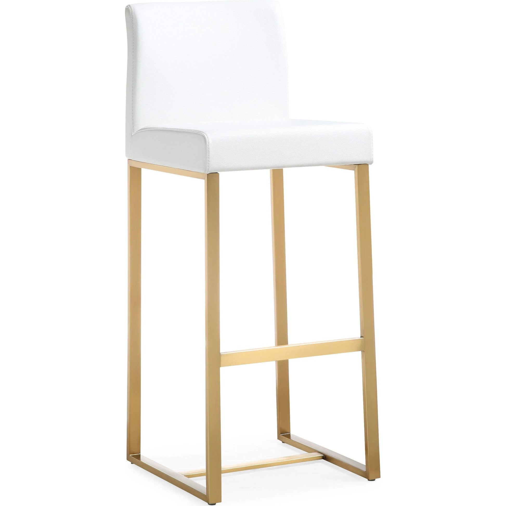 Denmark Gold Steel Barstool (Set of 2) by TOV Furniture. Made from stainless steel, eco leather in a modern style.