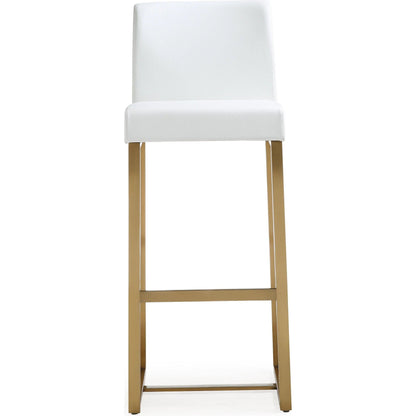 Denmark Gold Steel Barstool (Set of 2) by TOV Furniture. Made from stainless steel, eco leather in a modern style.