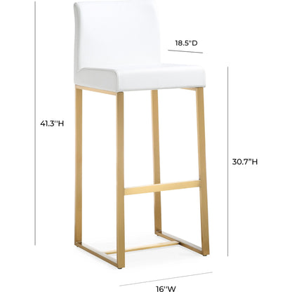 Denmark Gold Steel Barstool (Set of 2) by TOV Furniture. Made from stainless steel, eco leather in a modern style.