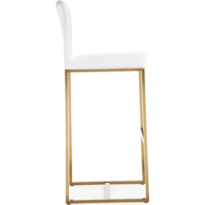 Denmark Gold Steel Barstool (Set of 2) by TOV Furniture. Made from stainless steel, eco leather in a modern style.