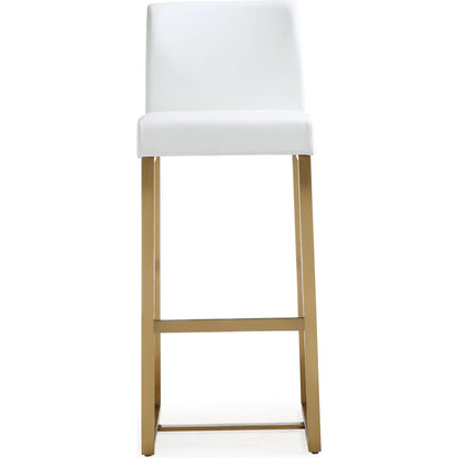 Denmark Gold Steel Barstool (Set of 2) by TOV Furniture. Made from stainless steel, eco leather in a modern style.