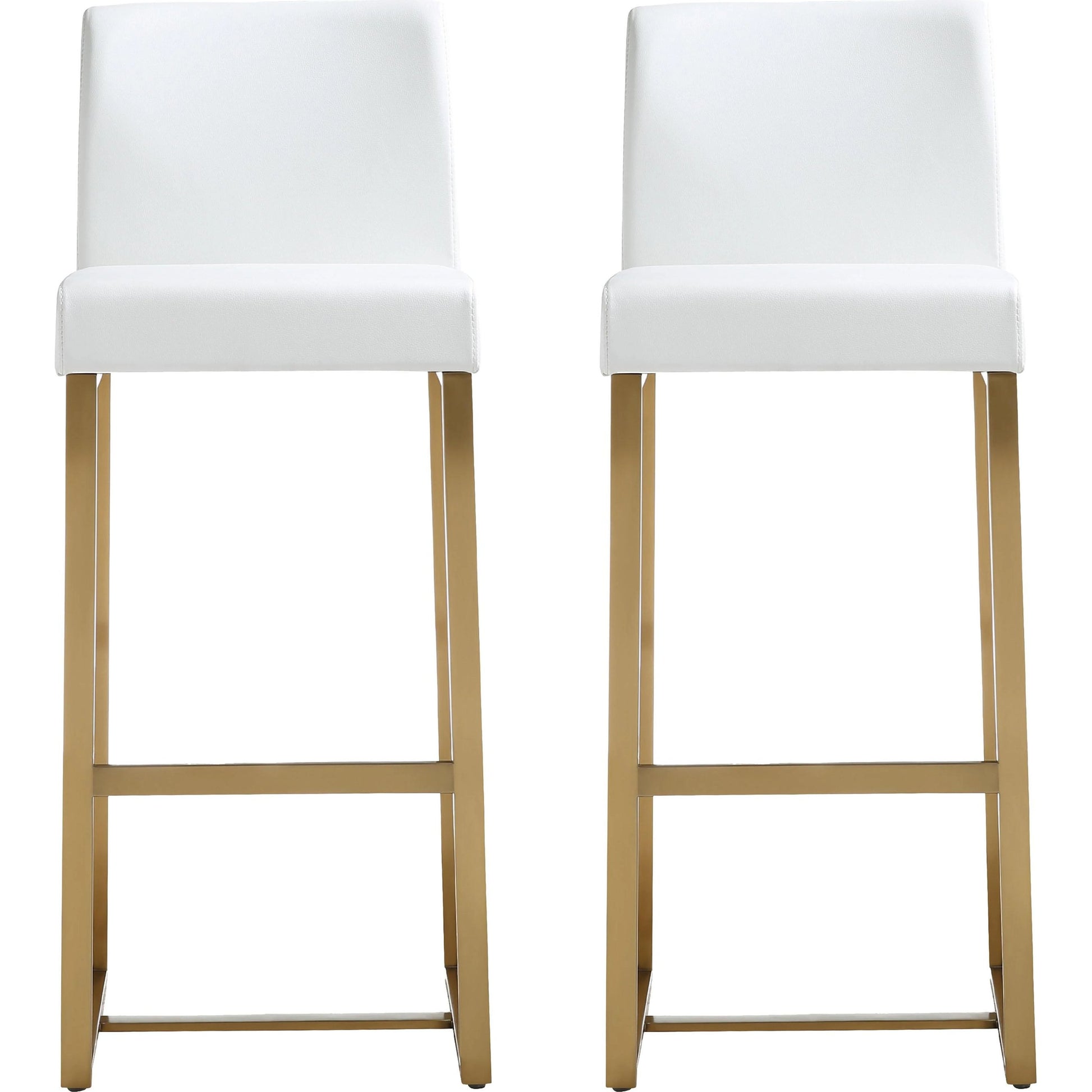 Denmark Gold Steel Barstool (Set of 2) by TOV Furniture. Made from stainless steel, eco leather in a modern style.