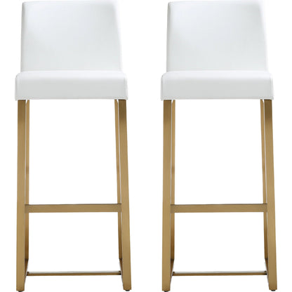 Denmark Gold Steel Barstool (Set of 2) by TOV Furniture. Made from stainless steel, eco leather in a modern style.