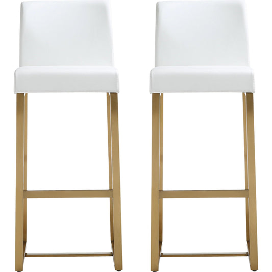 Denmark Gold Steel Barstool (Set of 2) by TOV Furniture. Made from stainless steel, eco leather in a modern style.