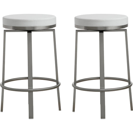 Pratt Steel Counter Stool (Set of 2) by TOV Furniture. Made from stainless steel in a modern style.