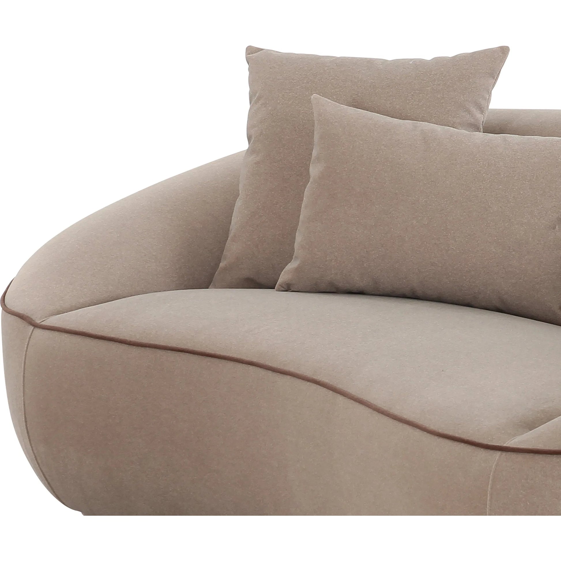 Jenny Loveseat by TOV Furniture in taupe. Made from faux mohair, plywood in a unique style.