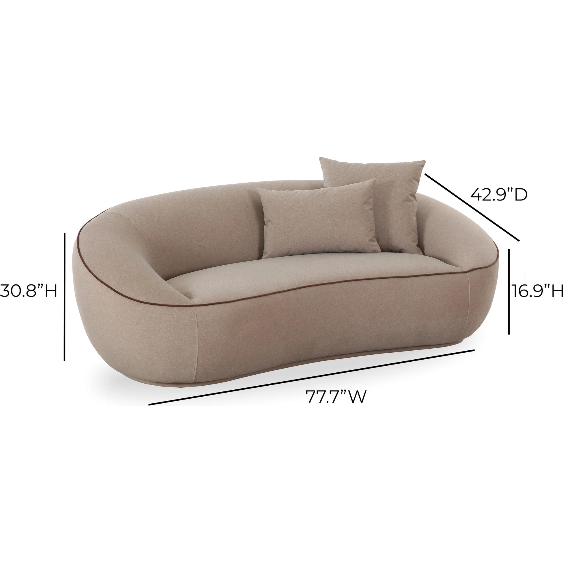 Jenny Loveseat by TOV Furniture in taupe. Made from faux mohair, plywood in a unique style.