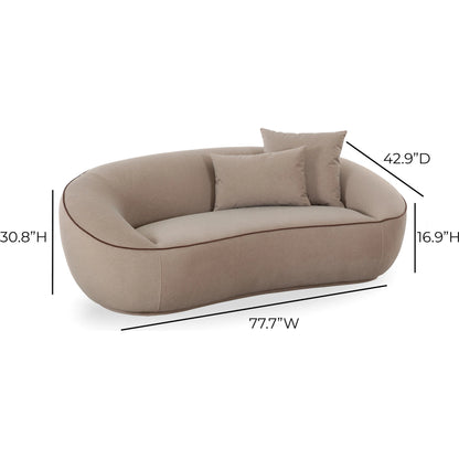 Jenny Loveseat by TOV Furniture in taupe. Made from faux mohair, plywood in a unique style.