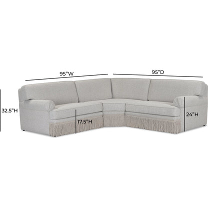 Yvette 3-Piece Performance L-Sectional by TOV Furniture in warm grey. Made from boucle, plywood in a unique style.