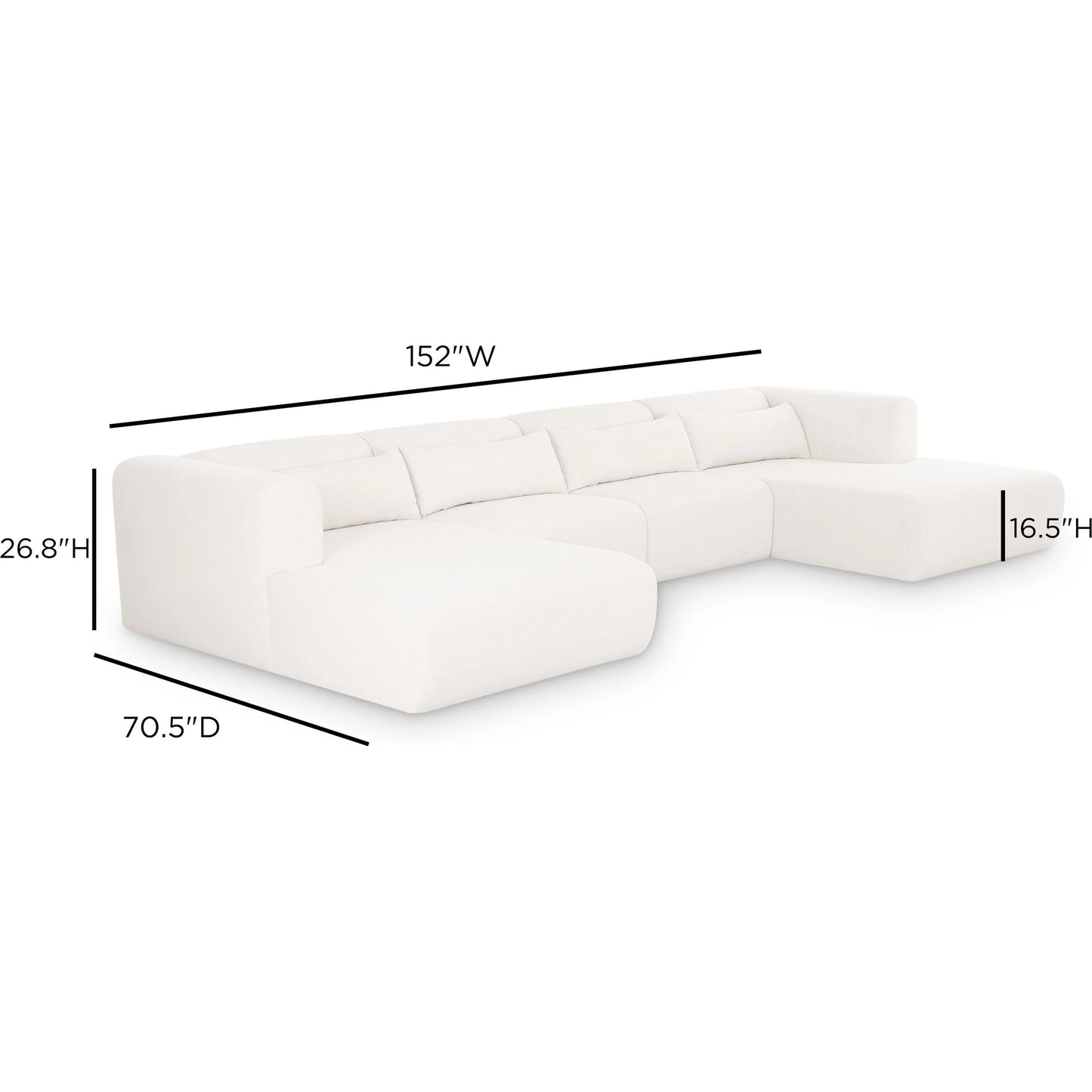 003 SI-2532705 | Additional Silo | Tarra 4-Piece Performance Modular U-Sectional by TOV Furniture in cream. Made from chenille, plywood in a unique style.