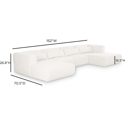 Tarra 4-Piece Performance Modular U-Sectional by TOV Furniture in cream. Made from chenille, plywood in a unique style.