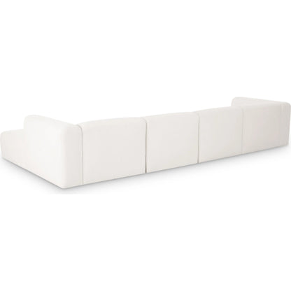 Tarra 4-Piece Performance Modular U-Sectional by TOV Furniture in cream. Made from chenille, plywood in a unique style.