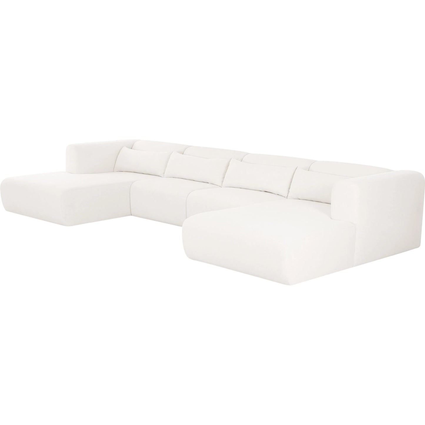 001 SI-2532705 | Primary Silo | Tarra 4-Piece Performance Modular U-Sectional by TOV Furniture in cream. Made from chenille, plywood in a unique style.
