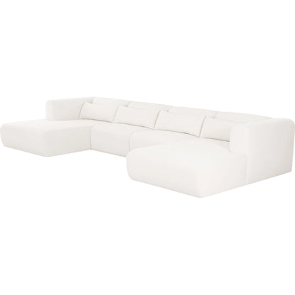 Tarra 4-Piece Performance Modular U-Sectional by TOV Furniture in cream. Made from chenille, plywood in a unique style.