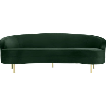 Baila Sofa by TOV Furniture in navy. Made from velvet, wood, stainless steel in a modern style.