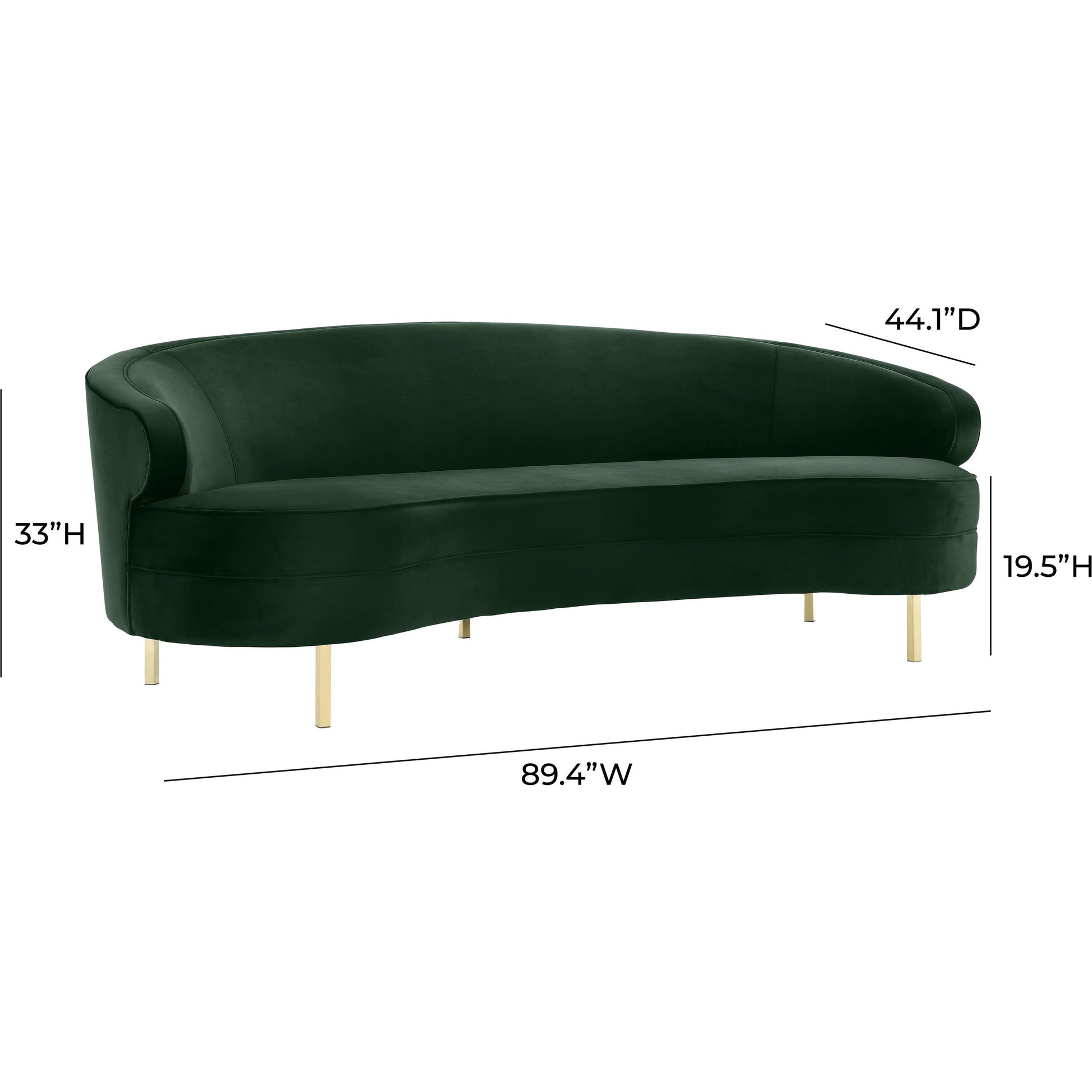 Baila Sofa by TOV Furniture in navy. Made from velvet, wood, stainless steel in a modern style.