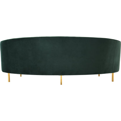Baila Sofa by TOV Furniture in navy. Made from velvet, wood, stainless steel in a modern style.