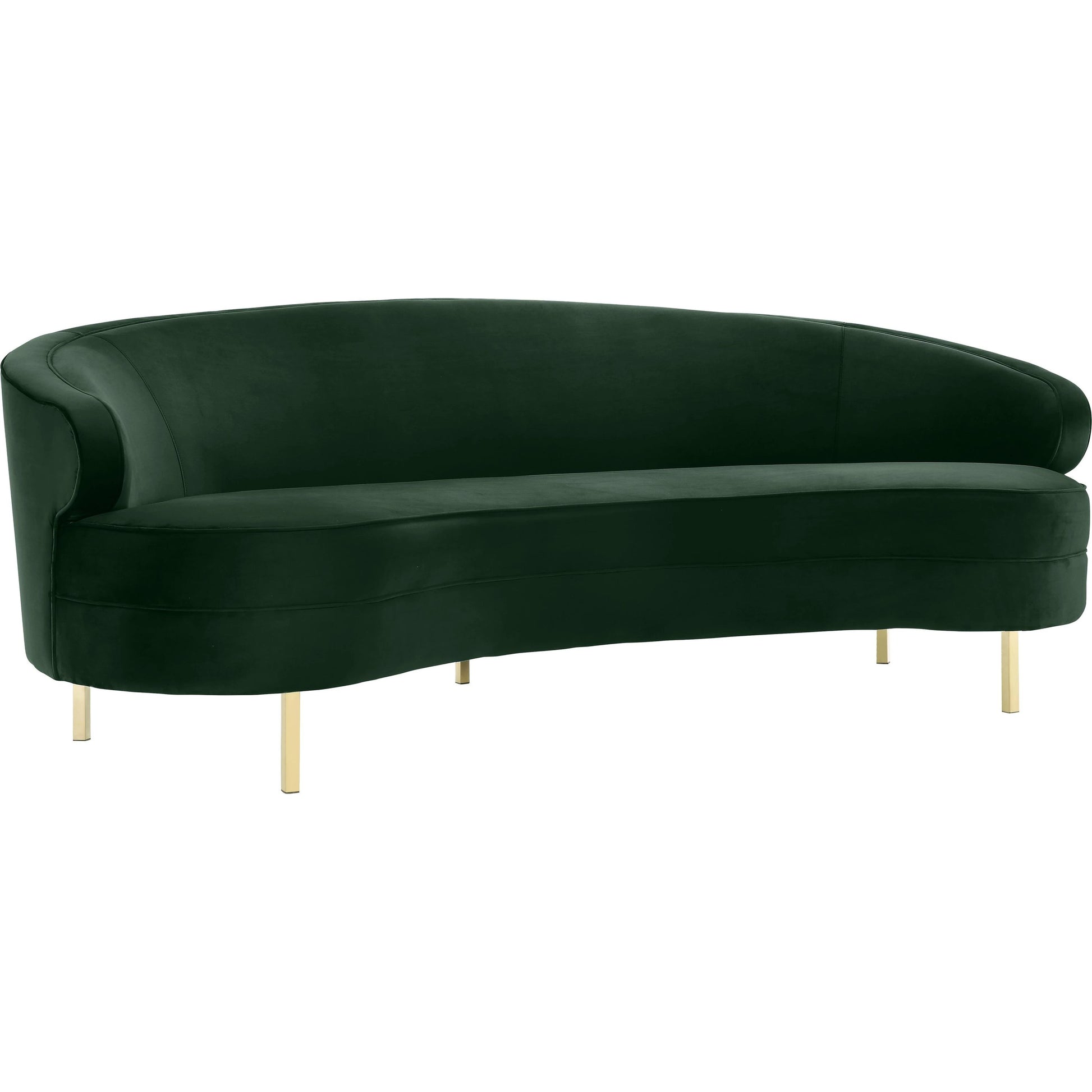 Baila Sofa by TOV Furniture in navy. Made from velvet, wood, stainless steel in a modern style.