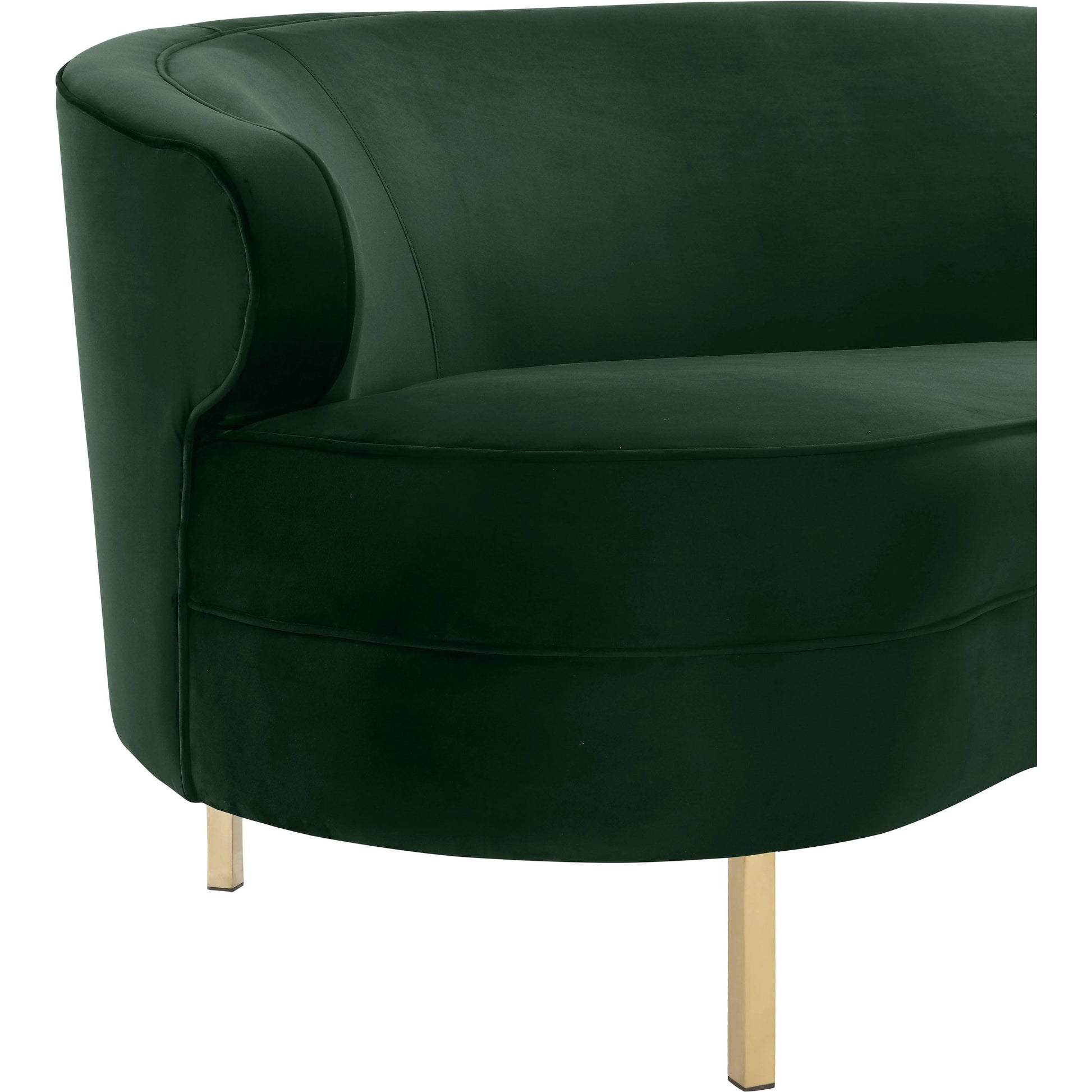 Baila Sofa by TOV Furniture in navy. Made from velvet, wood, stainless steel in a modern style.