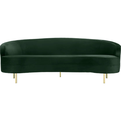 Baila Sofa by TOV Furniture in navy. Made from velvet, wood, stainless steel in a modern style.