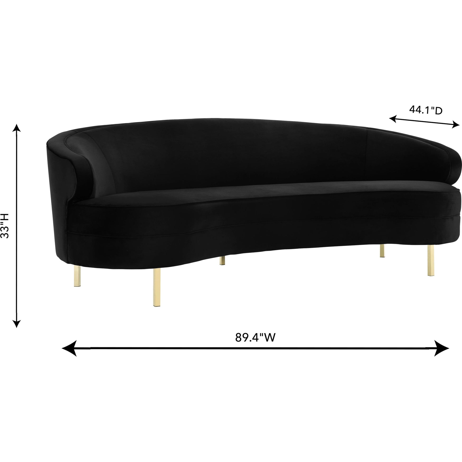 Baila Sofa by TOV Furniture in navy. Made from velvet, wood, stainless steel in a modern style.