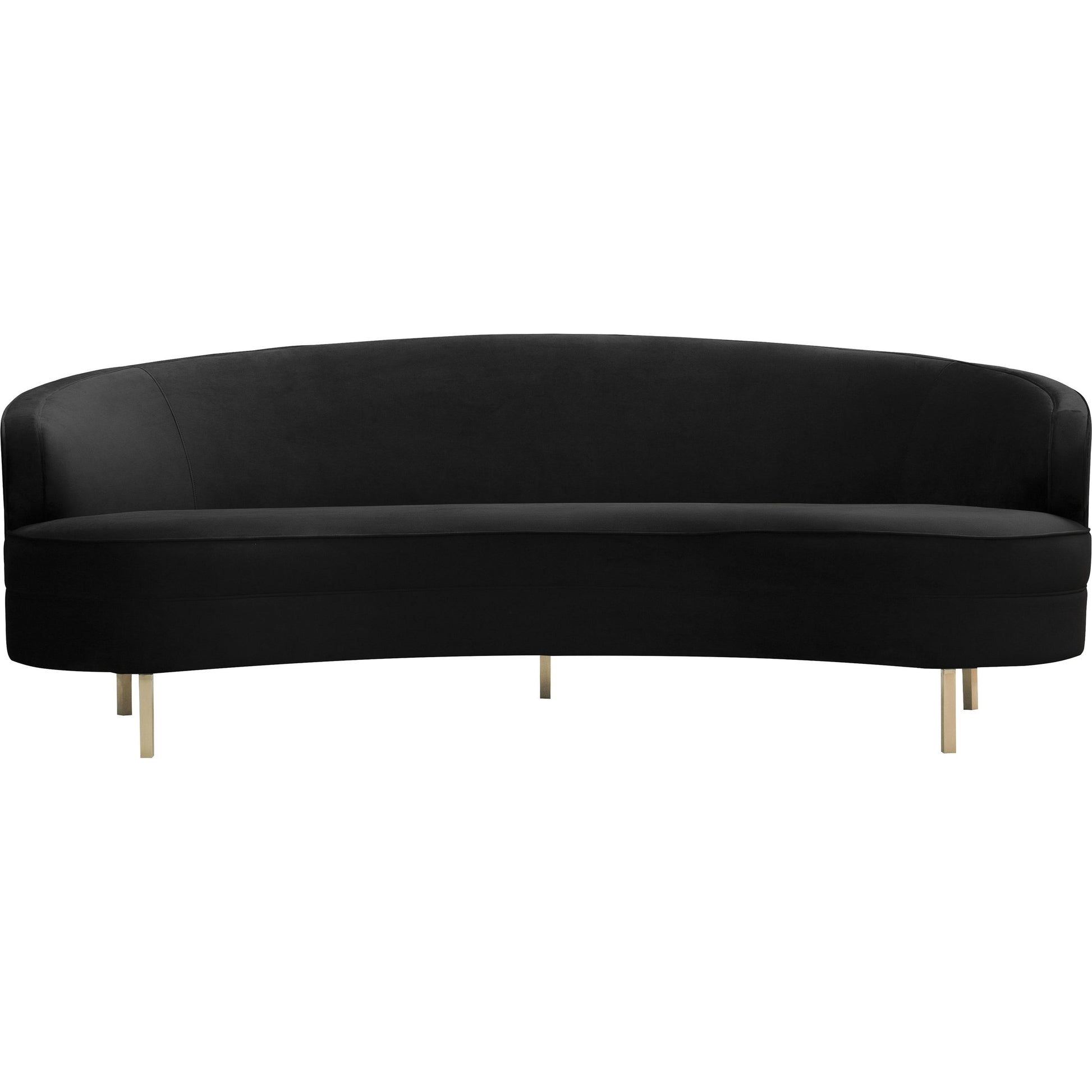 Baila Sofa by TOV Furniture in navy. Made from velvet, wood, stainless steel in a modern style.