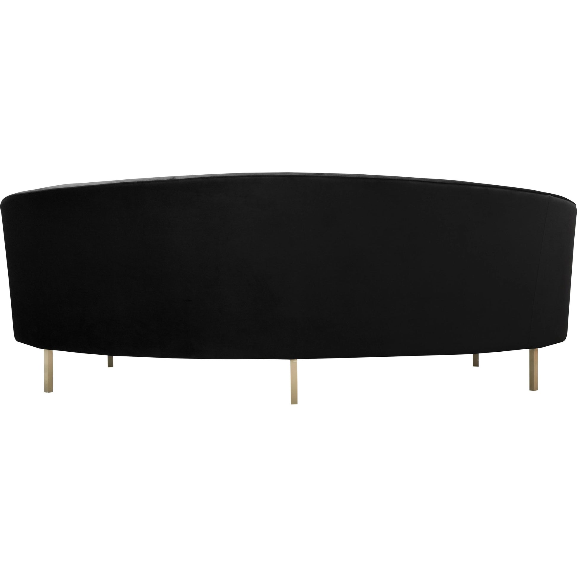 Baila Sofa by TOV Furniture in navy. Made from velvet, wood, stainless steel in a modern style.