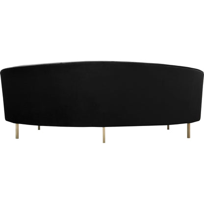 Baila Sofa by TOV Furniture in navy. Made from velvet, wood, stainless steel in a modern style.