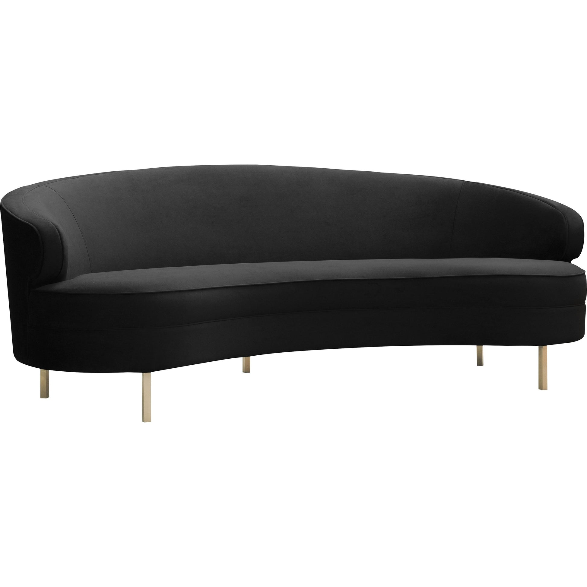 Baila Sofa by TOV Furniture in navy. Made from velvet, wood, stainless steel in a modern style.