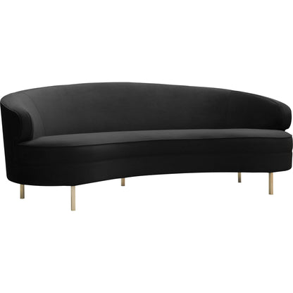 Baila Sofa by TOV Furniture in navy. Made from velvet, wood, stainless steel in a modern style.