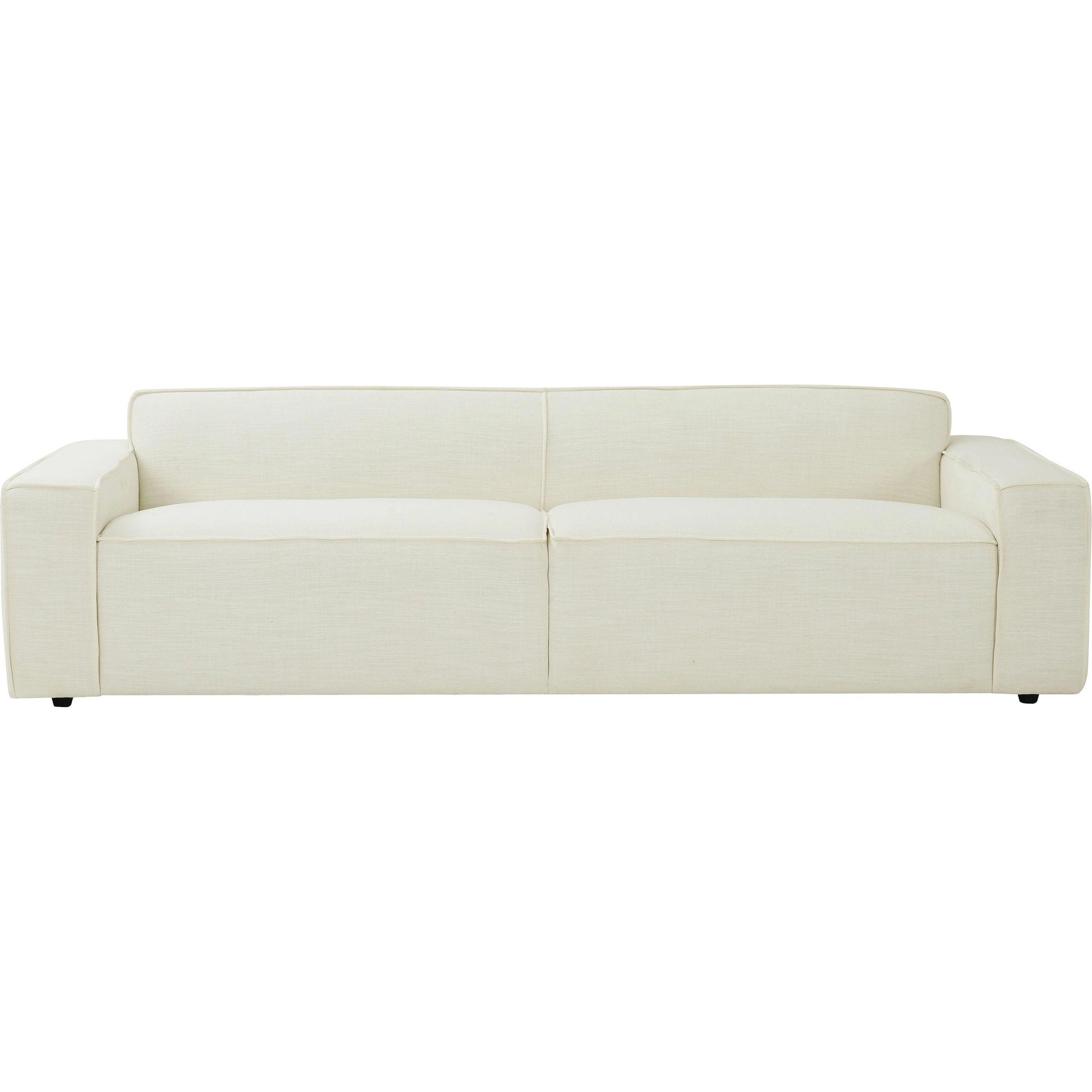 Olafur Linen Sofa by TOV Furniture in cream. Made from linen in a modern style.